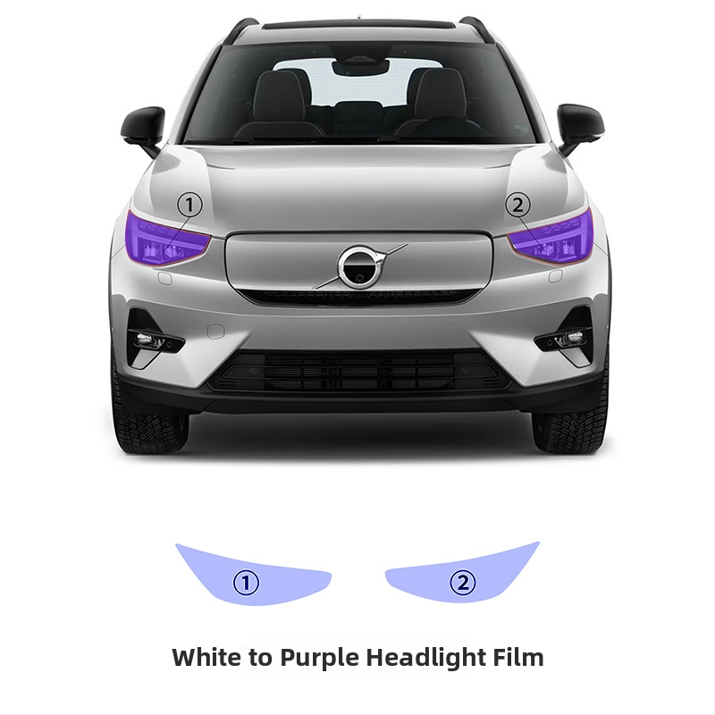 Prozirni TPU zaštitni film za svjetla Volvo XC40 uz kontrolu svjetla i promjenu boje: bijela–ljubičasta i bijela–crna