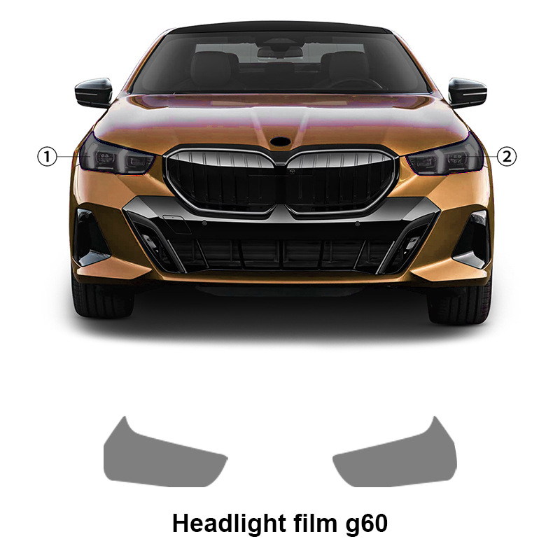 TPU prozirni zaštitni film za svjetla BMW 5. serije G60, promjena boje iz bijele u ljubičastu i iz bijele u crnu, debljina 7,5 mil, komplet za cijeli automobil, ljepilo osjetljivo na tlak