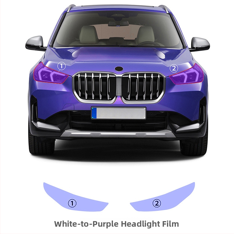 TPU zaštitna folija za svjetla s promjenom boje pod svjetlom: bijela-ljubičasta-bijela-crna, za BMW X1 U11 osnovni model