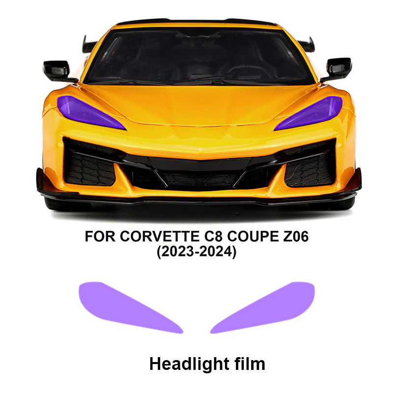 TPU zaštitni film za svjetla Corvette C8 s promjenom boje pod svjetlom (bijela na ljubičastu, bijela na crnu)
