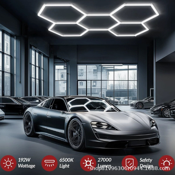 Huitong Q16 šesterokutno LED svjetlo za pranje auta i radionu, IP44 vodootporno, 120 lm/W, 220V, PC kućište