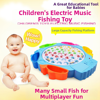 Elektromos horgászjáték gyerekeknek forgó zenés platformával - műanyag, 7–14 éveseknek