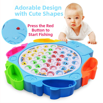 Elektromos horgászjáték gyerekeknek forgó zenés platformával - műanyag, 7–14 éveseknek