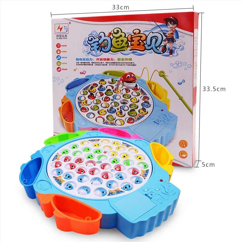 Elektromos horgászjáték gyerekeknek forgó zenés platformával - műanyag, 7–14 éveseknek