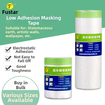 Masking film χαρτιού με χαμηλή κόλληση για βαφές με ψεκασμό – 0,6 μm πάχος; χαρτί + PE φιλμ; κόλλα Jinghua; υψηλή διαφάνεια; κατάλληλο για καλλιτεχνικούς τοίχους και προστασία επίπλων