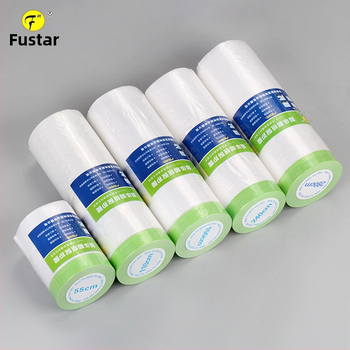 Masking film χαρτιού με χαμηλή κόλληση για βαφές με ψεκασμό – 0,6 μm πάχος; χαρτί + PE φιλμ; κόλλα Jinghua; υψηλή διαφάνεια; κατάλληλο για καλλιτεχνικούς τοίχους και προστασία επίπλων