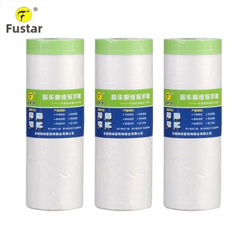 Masking film χαρτιού με χαμηλή κόλληση για βαφές με ψεκασμό – 0,6 μm πάχος; χαρτί + PE φιλμ; κόλλα Jinghua; υψηλή διαφάνεια; κατάλληλο για καλλιτεχνικούς τοίχους και προστασία επίπλων