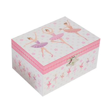 Fiberboard anyagú ékszer- és zenei doboz balerinás figurával - téglalap alakú, kézzel készített, UV nyomtatás
