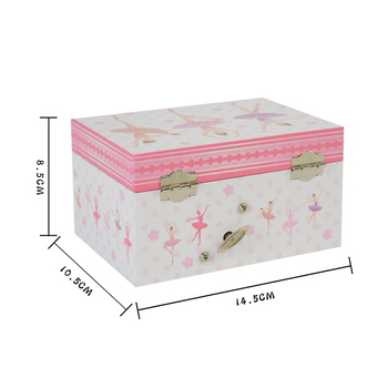 Fiberboard anyagú ékszer- és zenei doboz balerinás figurával - téglalap alakú, kézzel készített, UV nyomtatás