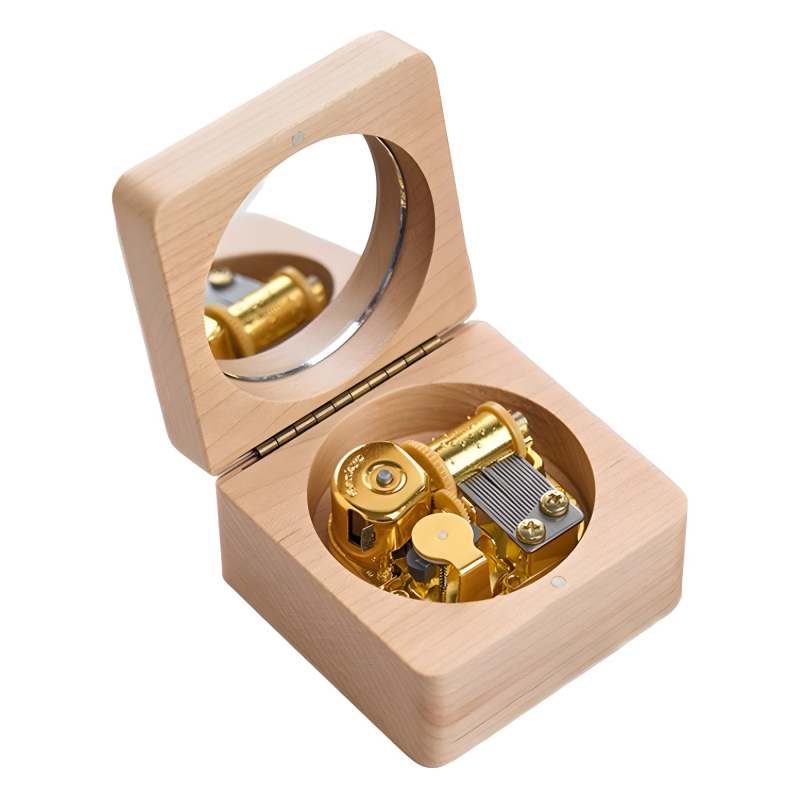 Ξύλινο μουσικό κουτί για κοσμήματα και δαχτυλίδια, ξύλο καρυδιάς, μοντέρνο μινιμαλιστικό στυλ, δυνατότητα εκτύπωσης λογότυπου, κωδικός προϊόντος 2024061702