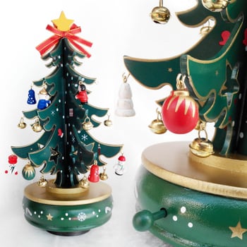 Ξύλινο Χριστουγεννιάτικο περιστρεφόμενο μουσικό διακοσμητικό δέντρο (Υλικό: Ξύλο; Μάρκα: Autonomy; Συσκευασία: Δώρο κουτί; Διαδικασία: Λείανση; Κατηγορία: Διακοσμήσεις Χριστουγέννων)