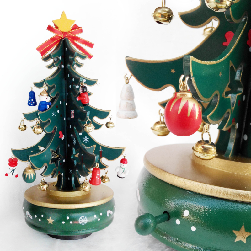 Ξύλινο Χριστουγεννιάτικο περιστρεφόμενο μουσικό διακοσμητικό δέντρο (Υλικό: Ξύλο; Μάρκα: Autonomy; Συσκευασία: Δώρο κουτί; Διαδικασία: Λείανση; Κατηγορία: Διακοσμήσεις Χριστουγέννων)