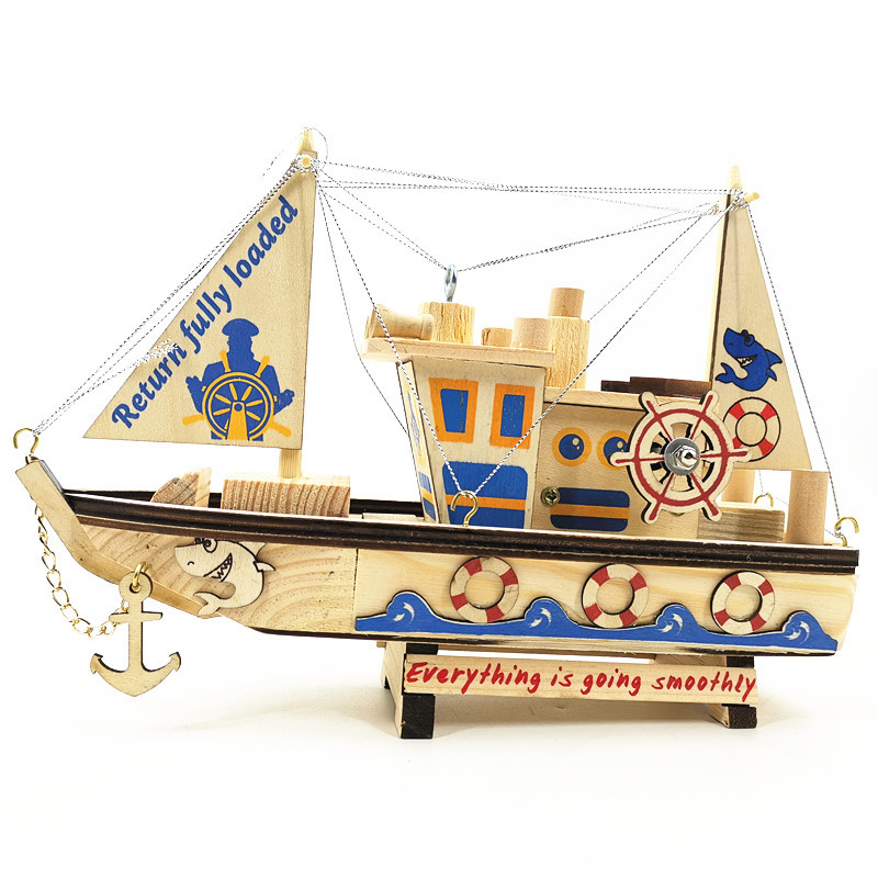 Drveni glazbeni model piratskog broda – lotus drvo, ručna izrada, kineski stil, Tnukk