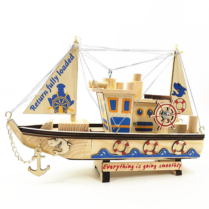 Drveni glazbeni model piratskog broda – lotus drvo, ručna izrada, kineski stil, Tnukk