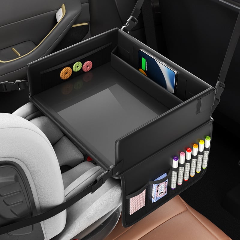 Auto dječji sigurnosni stol za blagovanje — kožna, sklopiva, vodootporna, prilagodljiva, višefunkcionalno skladištenje