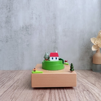 Drvena kutija za glazbu Totoro obitelj, s mikro krajolikom, ukrasni predmet, moderni minimalistički stil