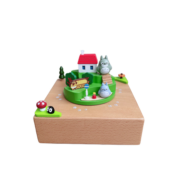 Drvena kutija za glazbu Totoro obitelj, s mikro krajolikom, ukrasni predmet, moderni minimalistički stil