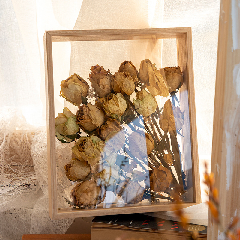 Ručno izrađen okvir za fotografije od suhog cvijeća, šuplji okvir od konzerviranog cvijeta ruže, 3D šuplji prozirni ukrasni materijali