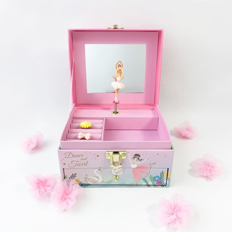 Παιδικό κουτί κοσμημάτων με μηχανικό μουσικό κουτί - Χαρτί, στυλ κινουμένων σχεδίων, Προσαρμόσιμο δώρο, Yiyu