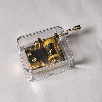 Χειροκίνητο κουτί μουσικής με μηχανισμό καμπάνας; πλαστικό, μοντέρνος απλός σχεδιασμός