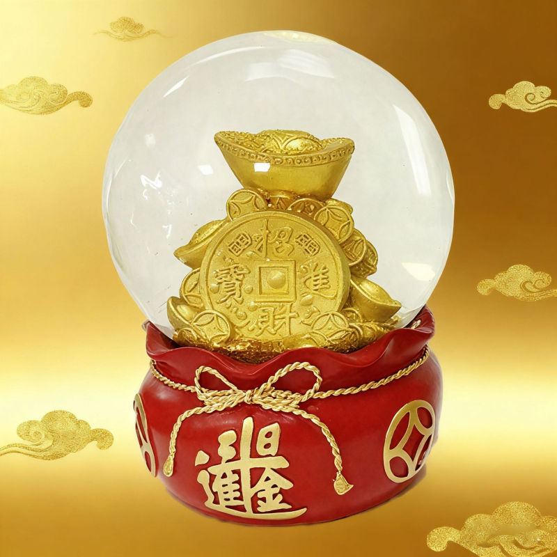 Μουσικό κουτί από ρητίνη με Θεό της Ευημερίας, σφαίρα κρυστάλλου, σε στυλ Νέας Κίνας, ηλεκτροπλατίωση και χειροποίητη βαφή