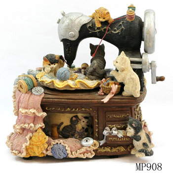 Jun Xin ρετρό ραπτική μηχανή – περιστρεφόμενο μουσικό κουτί από ρητίνη με βαμμένη επιφάνεια, προσαρμόσιμο