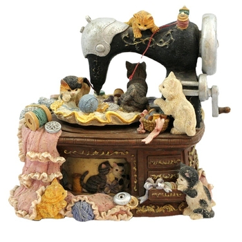 Jun Xin ρετρό ραπτική μηχανή – περιστρεφόμενο μουσικό κουτί από ρητίνη με βαμμένη επιφάνεια, προσαρμόσιμο