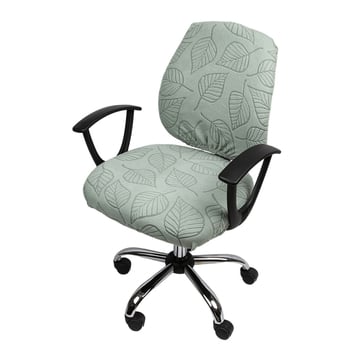 Acoperire pentru scaun de birou cu fixare elastică și model de frunză, poliester, formă neregulată, rezistent la uzură, la praf, stil modern minimalist
