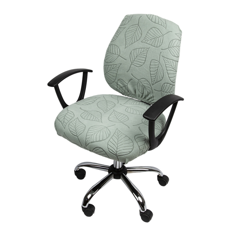 Acoperire pentru scaun de birou cu fixare elastică și model de frunză, poliester, formă neregulată, rezistent la uzură, la praf, stil modern minimalist