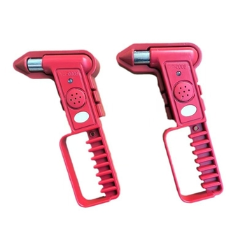 Autó biztonsági kalapács hang- és fényriasztással, többfunkciós ablakfeltörő, ABS anyag, 249 g