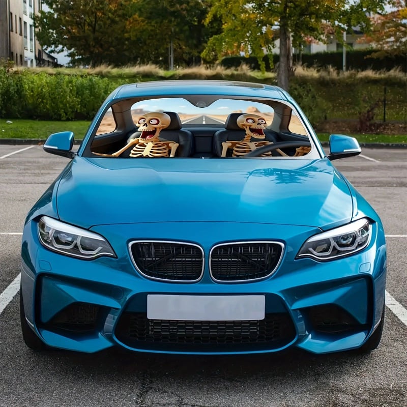 Univerzalni sunčani štit za prednje staklo automobila - Materijal: aluminijska folija; Ugradnja: vakuumske pričvrsne točke; Primjenjivo: prednje staklo; Univerzalni model; Geometrijski uzorak, Crtani stil