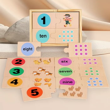 Drveni puzzle s kutijom — Usporedba brojeva, kognitivna igra za predškolce 4–6 godina, Mu Zhi