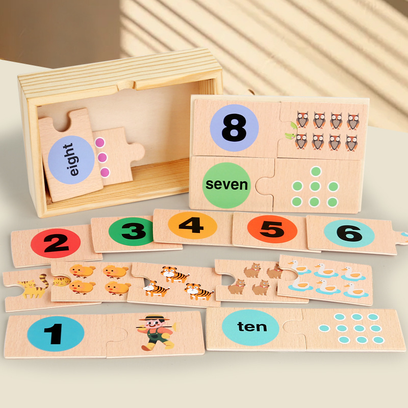 Drveni puzzle s kutijom — Usporedba brojeva, kognitivna igra za predškolce 4–6 godina, Mu Zhi
