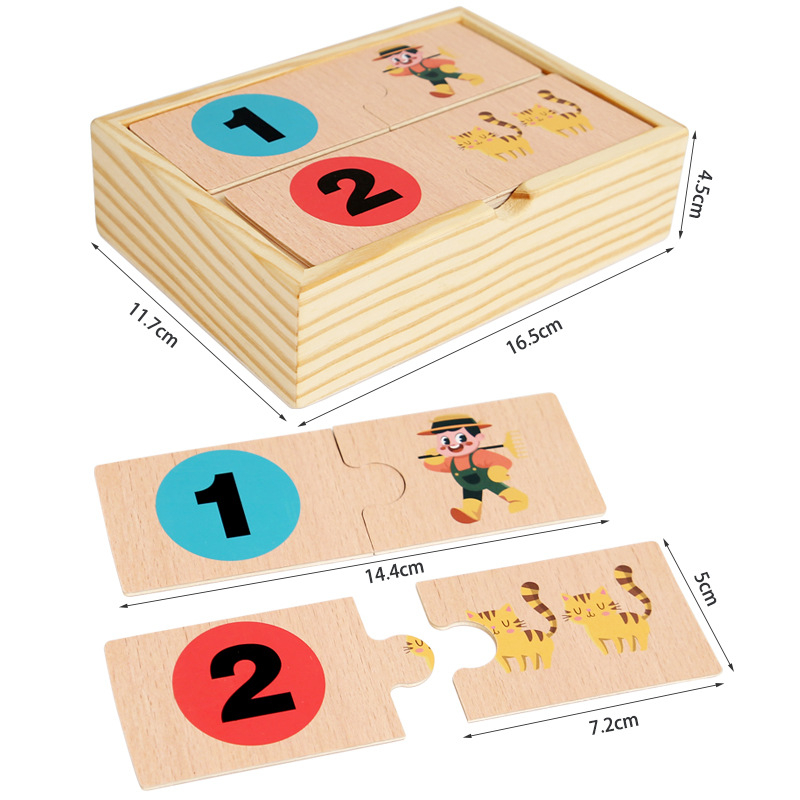 Drveni puzzle s kutijom — Usporedba brojeva, kognitivna igra za predškolce 4–6 godina, Mu Zhi