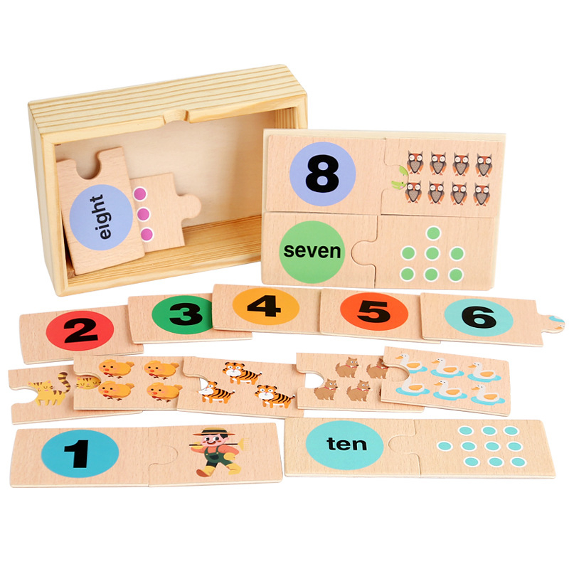Drveni puzzle s kutijom — Usporedba brojeva, kognitivna igra za predškolce 4–6 godina, Mu Zhi