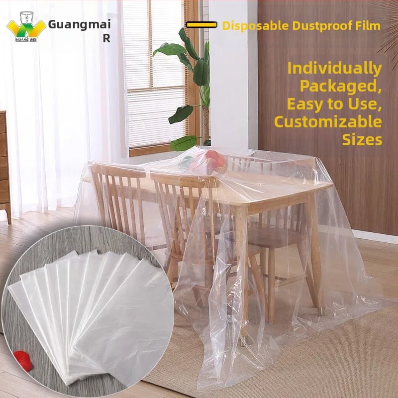 Διαφανής πλαστική μεμβράνη μασκαρίσματος μιας χρήσης για προστασία από σκόνη κατά τη βαφή, με ηλεκτροστατική προσκόλληση; Προσαρμοζόμενος πάχος 0.7, βάση: πολυαιθυλένιο, χωρίς κόλλα.