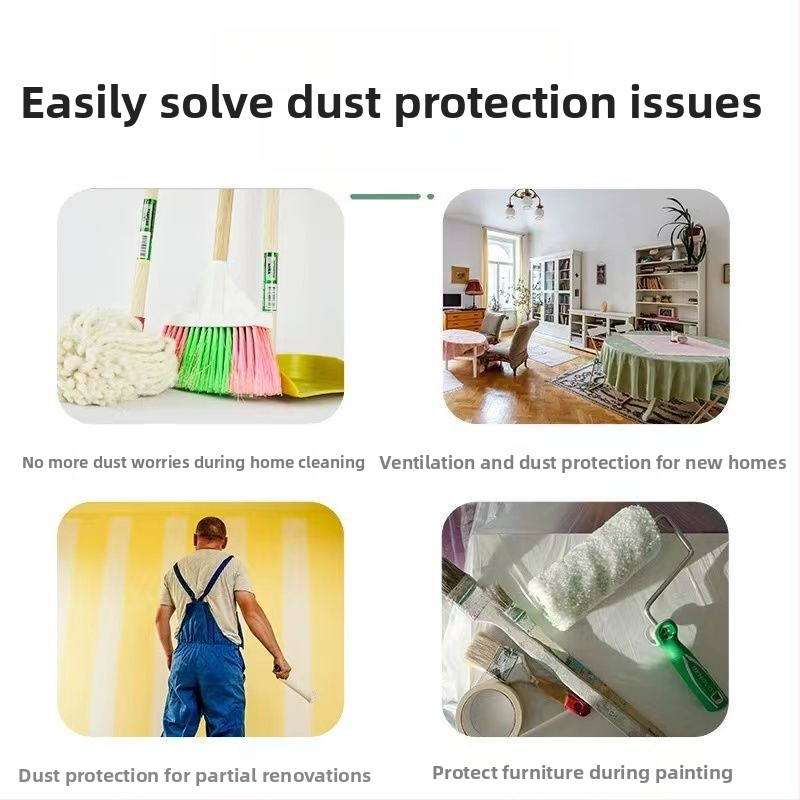 Διαφανής πλαστική μεμβράνη μασκαρίσματος μιας χρήσης για προστασία από σκόνη κατά τη βαφή, με ηλεκτροστατική προσκόλληση; Προσαρμοζόμενος πάχος 0.7, βάση: πολυαιθυλένιο, χωρίς κόλλα.