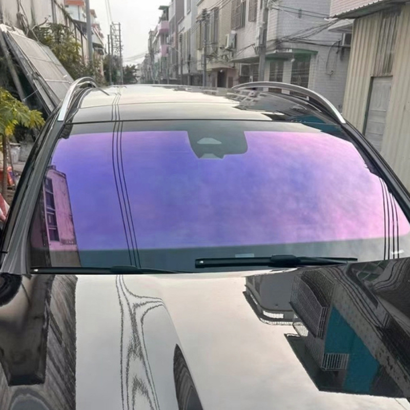 Слънцезащитен филм за предното стъкло на автомобил - лилав цветен стикер за прозореца, лента за слънцезащита, топлоизолационен филм (Марка: Cheshjong; Материал: PVC; Приложение: Предно стъкло; Функция: Топлоизолация)
