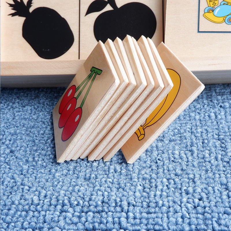 Drvena igra za podudaranje sjena – Montessori pristup sparivanju sjena i slika, ploča s ilustracijama pravopisa, Mu Tong Companion, za uzrast 4–6 godina