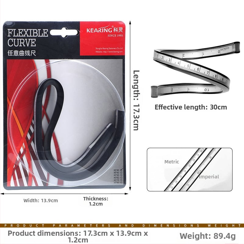 Keling ευέλικτος καμπύλος χάρακας – ευκαμπτόμενο εργαλείο μέτρησης τόξων για ραφή, πλαστικό