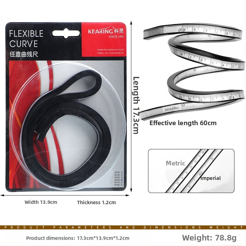 Keling ευέλικτος καμπύλος χάρακας – ευκαμπτόμενο εργαλείο μέτρησης τόξων για ραφή, πλαστικό