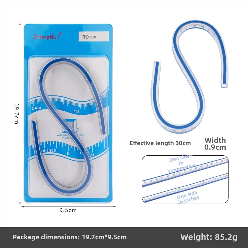 Keling ευέλικτος καμπύλος χάρακας – ευκαμπτόμενο εργαλείο μέτρησης τόξων για ραφή, πλαστικό