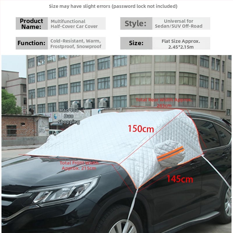 Općenito zimski štit za prednje staklo automobila, aluminizirani film, debeli dizajn, 720 g, ugradnja karticom