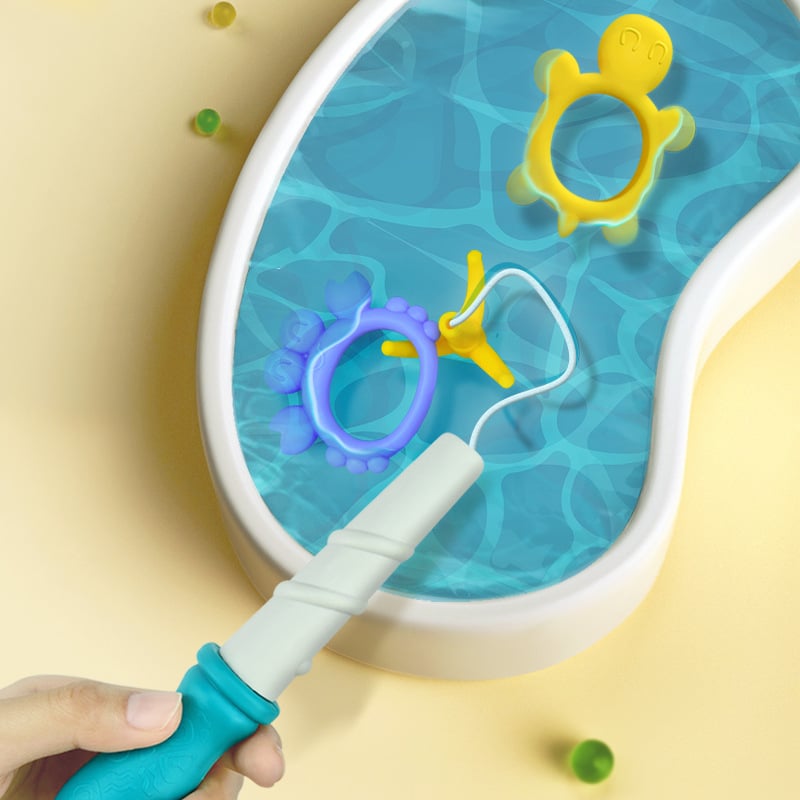 Jucărie de baie 4-în-1 pentru bebeluși și copii mici: plasă de pescuit, joc de aruncare cu apă și distracție cu apă în cadă (material: plastic; potrivit pentru bebeluși și copii; vârstă: 0–2 ani)