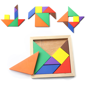 Dreveni Tangram puzzle za razvoj mozga – edukativna igračka za rano učenje, DIY kompatibilno, uzrast 7–14 godina