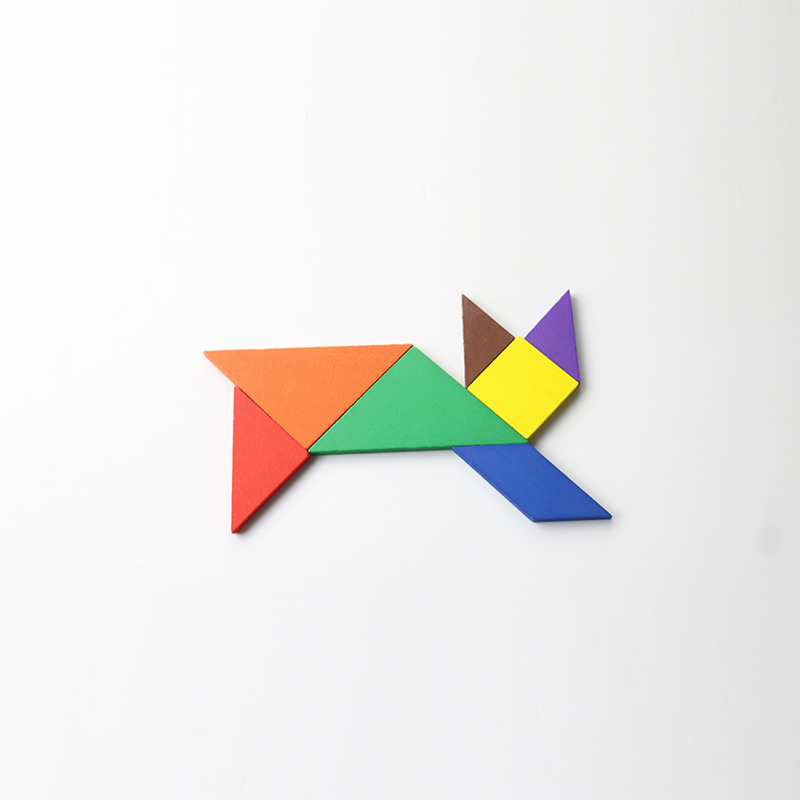 Dreveni Tangram puzzle za razvoj mozga – edukativna igračka za rano učenje, DIY kompatibilno, uzrast 7–14 godina