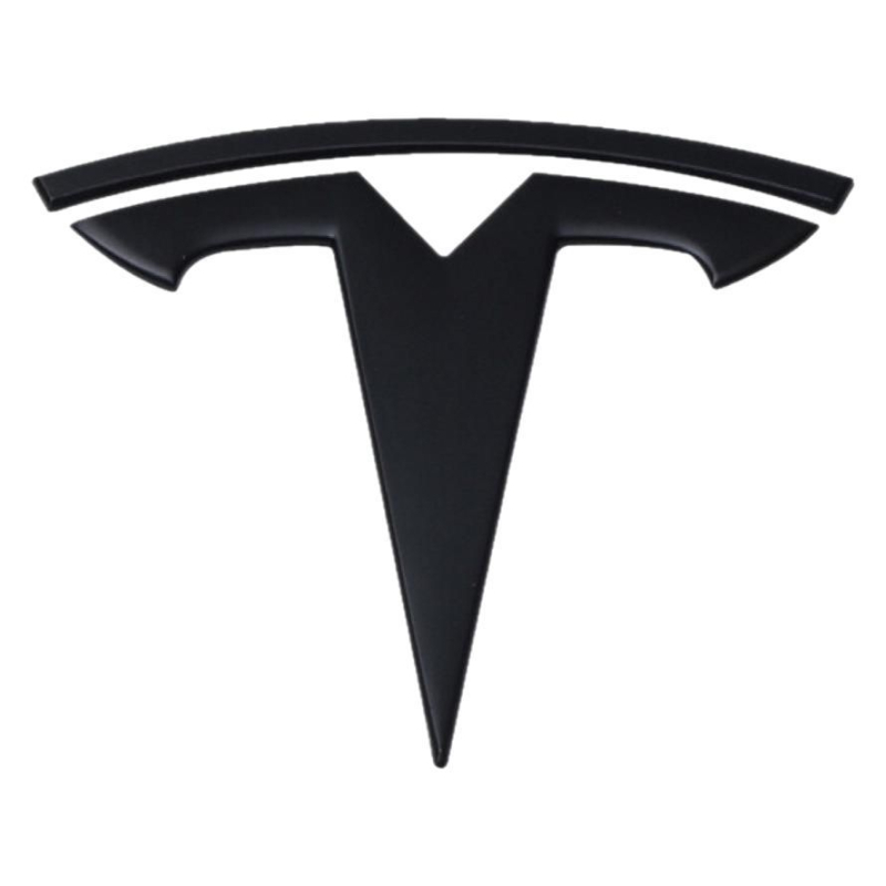 Naljepnica poklopca motora – metalni logotip Tesla Model 3/Y, veličina 8×7.7 cm, ljepilo za montažu, uzorak loga automobila