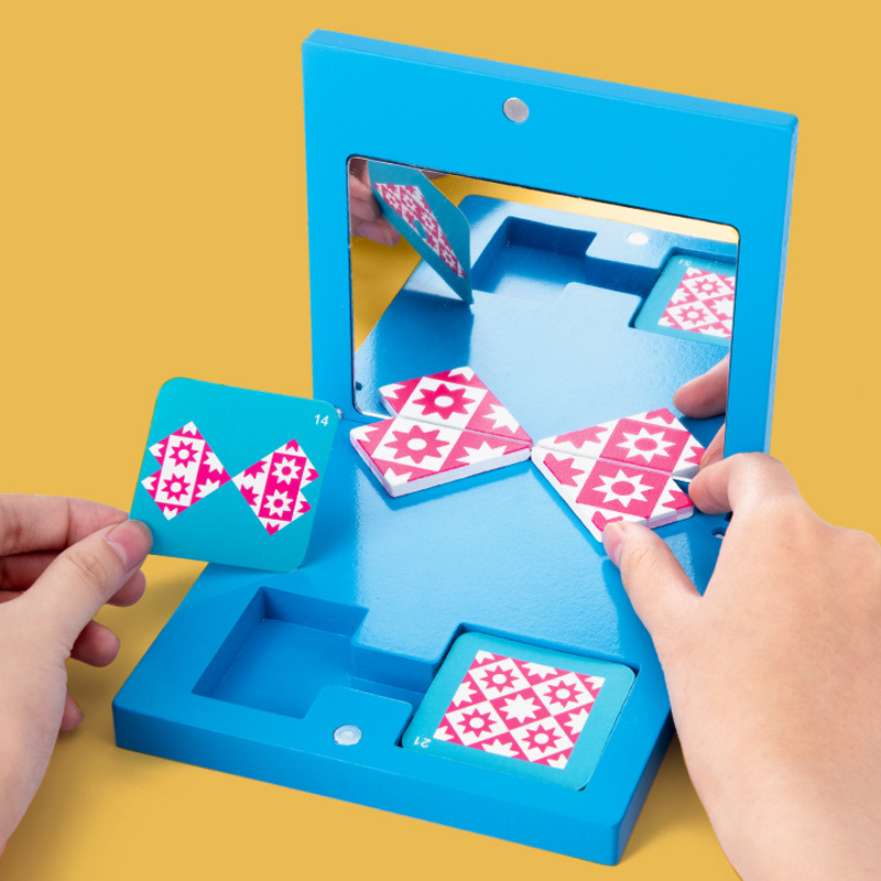 Drvena dječja 3D slagalica sa ogledalom, obrazovna igra za rani razvoj, može se sastaviti DIY
