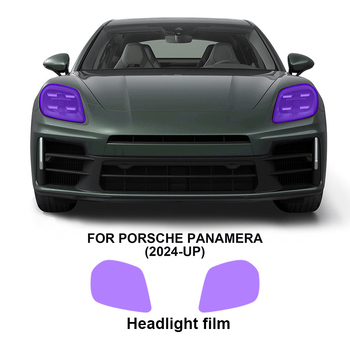 TPU prozirni film za prednja svjetla Porsche Panamera, promjena boje pod utjecajem svjetla: bijela na ljubičastu i bijela na crnu