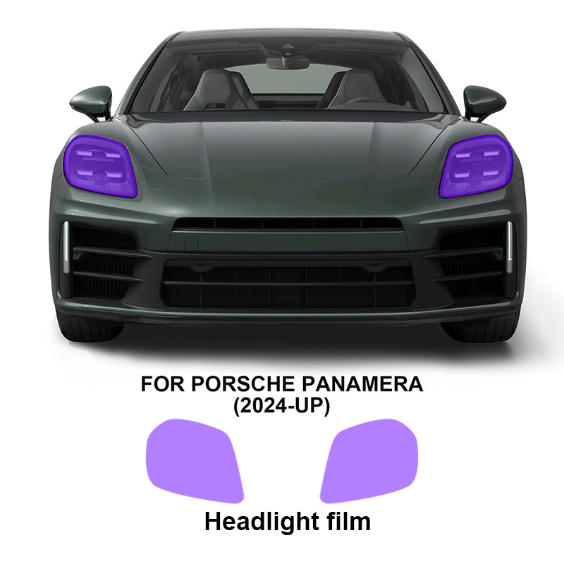 TPU prozirni film za prednja svjetla Porsche Panamera, promjena boje pod utjecajem svjetla: bijela na ljubičastu i bijela na crnu